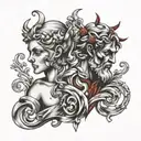 renaissance good vs evil tattoo design idea
