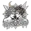 renaissance good vs evil tattoo design idea