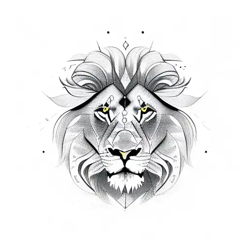 lion with sobriety triangle  tattoo design idea