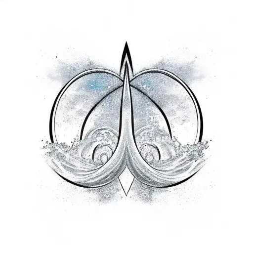 black and white aquarius wave sign tattoo design idea