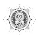 black and white aquarius wave sign with star constellation  tattoo design idea