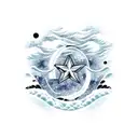 black and white aquarius wave sign with star constellation  tattoo design idea