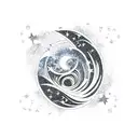 black and white aquarius wave sign with star constellation  tattoo design idea