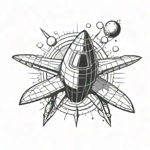 spaceship going up tattoo design idea