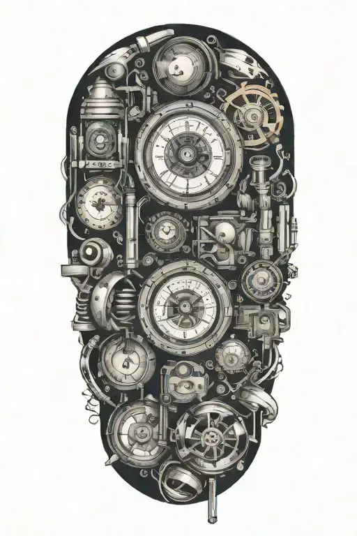 Technology themed sleeve with various types tattoo design idea