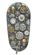 Technology themed sleeve with various types tattoo design idea