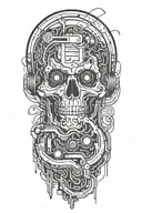 An abstract design of electrical currents flowing through a digital landscape tattoo design idea