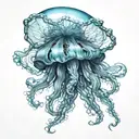 floating jellyfish blue tattoo design idea