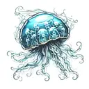 floating jellyfish blue tattoo design idea