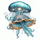 floating jellyfish blue tattoo design idea