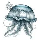 floating jellyfish blue tattoo design idea