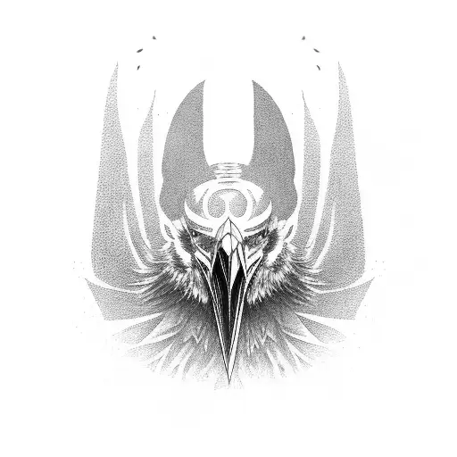 black red samurai raven  tattoo design idea