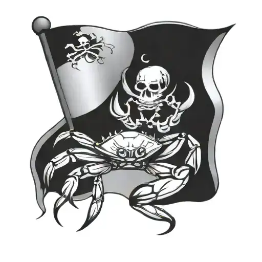crab holding pirate flag  tattoo design idea