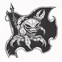 ghost crab holding pirate flag  tattoo design idea