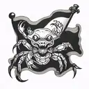 ghost crab holding pirate flag  tattoo design idea
