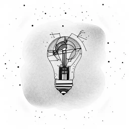 lightbulb with purple filaments tattoo design idea