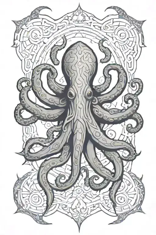 lovecraft space celtic octopus tattoo design idea