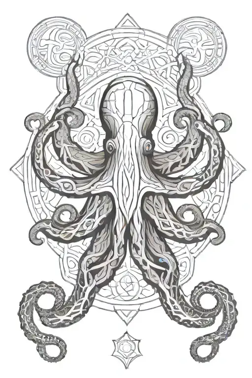 lovecraft space celtic octopus tattoo design idea