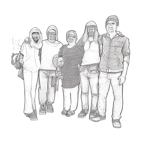 outline of a group of people posing for a picture tattoo design idea