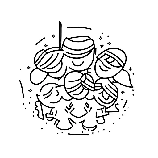 a group of people posing for a picture tattoo design idea