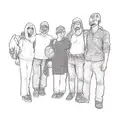 outline of a group of people posing for a picture tattoo design idea