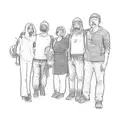 outline of a group of people posing for a picture tattoo design idea
