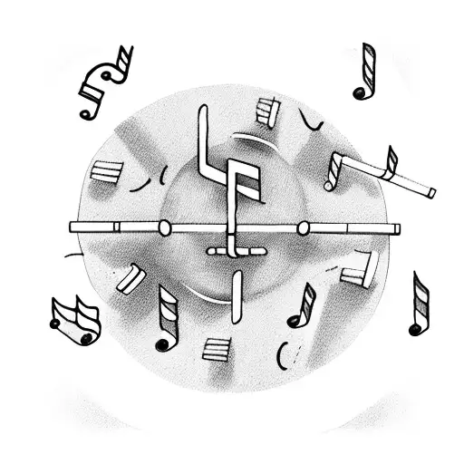 Barbell with musical notes as weights tattoo design idea