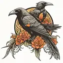 Japanese crow  tattoo design idea