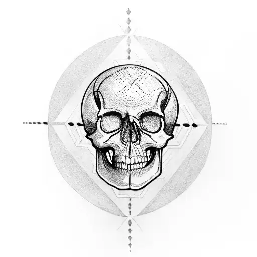 a skull, cut in half horizontally, with a labyrinth instead of a brain tattoo design idea