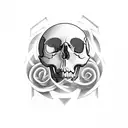 a skull, cut in half horizontally, with a labyrinth instead of a brain tattoo design idea