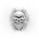 a skull, cut in half horizontally, with a labyrinth instead of a brain tattoo design idea