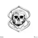 a skull, cut in half horizontally, with a labyrinth instead of a brain tattoo design idea