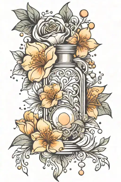 perfume pearls decorating the petals tattoo design idea