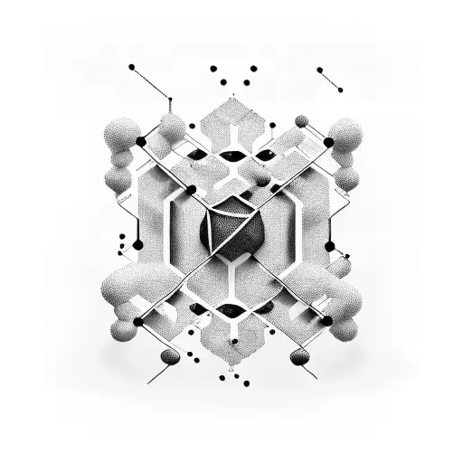 A minimalist design of a drug molecule with bass music elements tattoo design idea