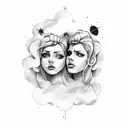 gemini on clouds tattoo design idea