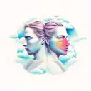 gemini on clouds tattoo design idea