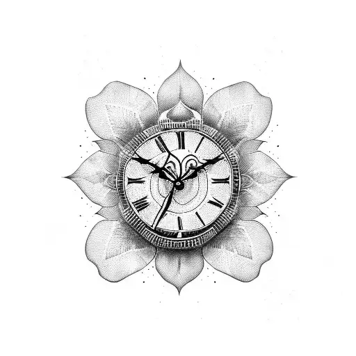 Egyptian mummy, vines, clock spider rose  tattoo design idea
