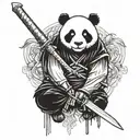 ninja panda bear with a sword emerging tattoo design idea