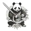 ninja panda bear with a sword emerging tattoo design idea