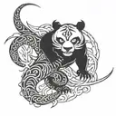 ninja panda fighting dragon tattoo design idea