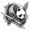 ninja panda bear with a sword tattoo design idea