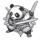 ninja panda bear with a sword tattoo design idea