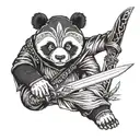 ninja panda bear with a sword tattoo design idea