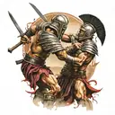 gladiator fighting tattoo design idea