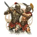 gladiator fighting tattoo design idea