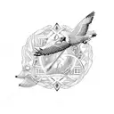 hawk in flight tattoo design idea
