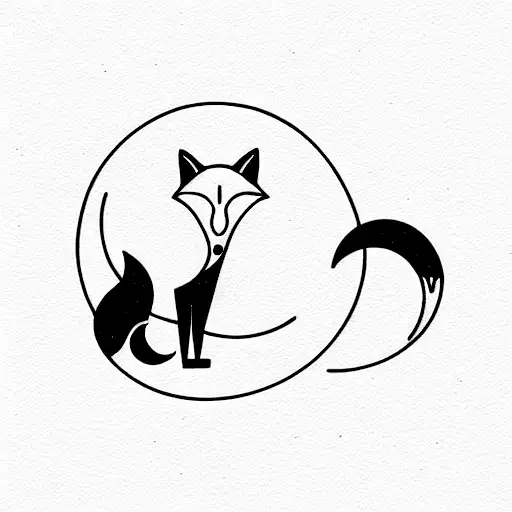 fox and moon tattoo design idea