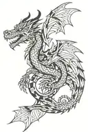 Dragon mandala intertwining with geometric shapes tattoo design idea