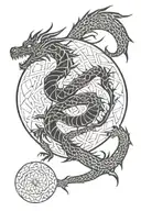Dragon mandala intertwining with geometric shapes tattoo design idea