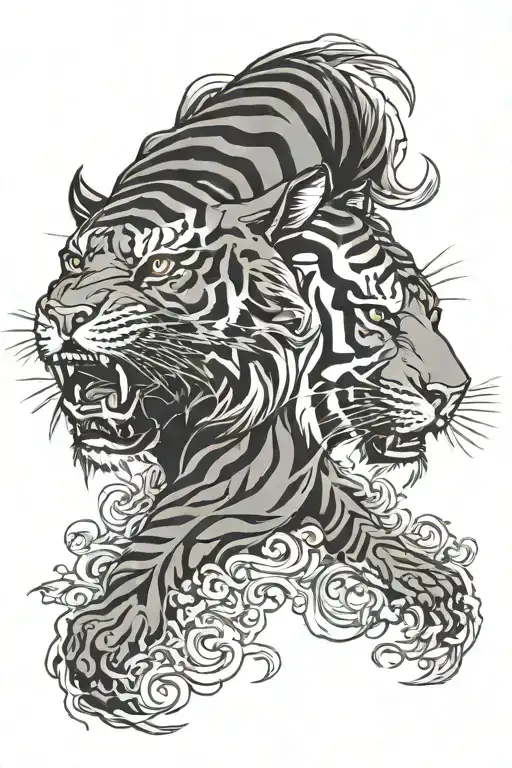 japan tiger face tattoo design idea